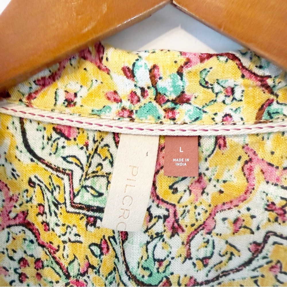 Anthropologie | Pilcro Pintuck Peasant Blouse in a yellow floral print Large - Picture 6 of 13